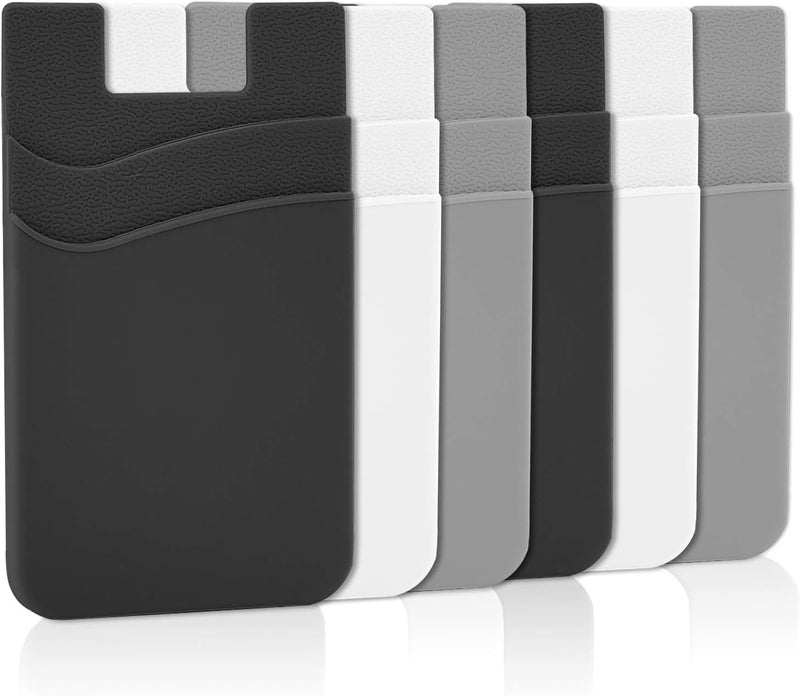 Senose Phone Card Holder, Phone Wallet Stick On Double Pocket for Back of Cellphone Silicone Credit Card, Business Card & Id Compatible for iPhone Samsung Any Smartphone Pack of 6 - Image 1